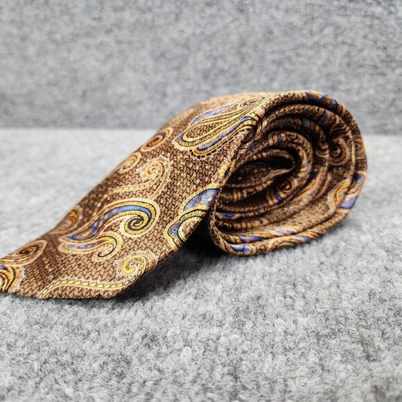 Robert Talbott Brown Gold Parisian Silk Necktie Designer Multicolor Paisley - Picture 4 of 9